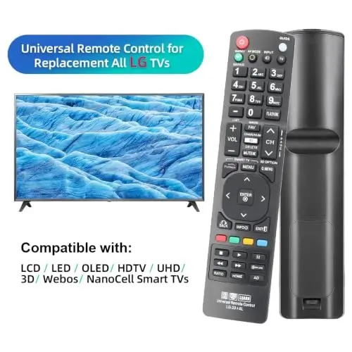 Neredeyse Tüm LG TV'ler İçin Evrensel Uzaktan Kumanda, LG TV Kumandası | LG LCD LED HD 3D Akıllı TV'ler İçin, Öğrenme Özelliği - 3