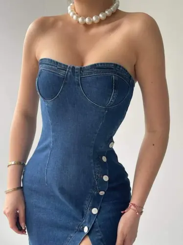 Nerg Button Detailed Dress - 4