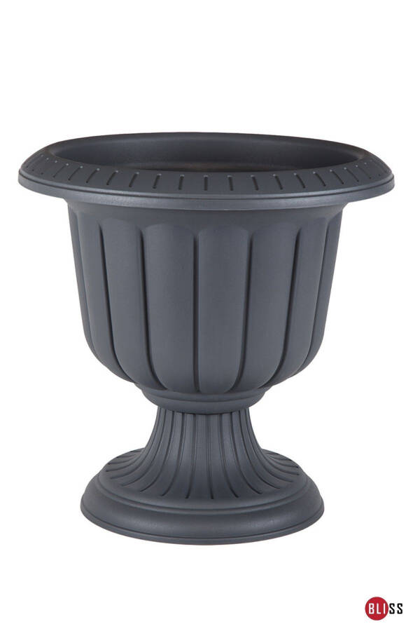 Nergis Decorative Anthracite Foot Pot - Plastic Flower Pot - 1