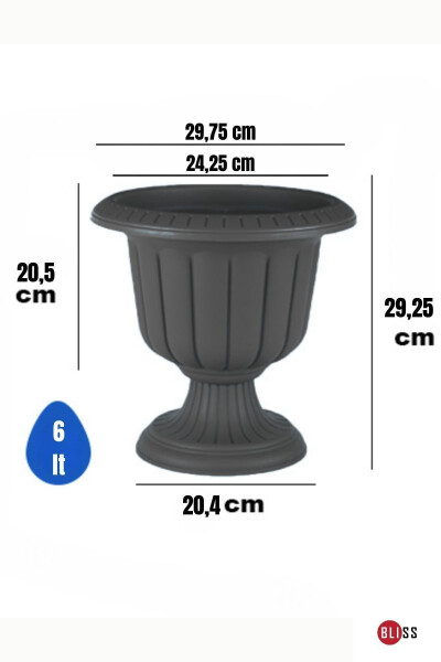 Nergis Decorative Anthracite Foot Pot - Plastic Flower Pot - 2