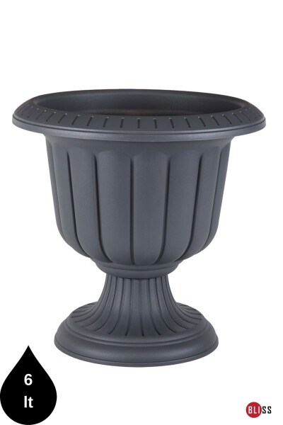 Nergis Decorative Anthracite Foot Pot - Plastic Flower Pot - 1