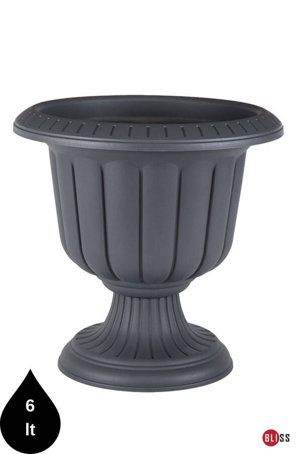 Nergis Decorative Anthracite Foot Pot - Plastic Flower Pot - 1