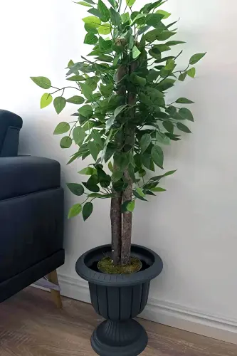 Nergiz 30cm Ayaklı Deliksiz Saksı Gri Plastik Çiçek Saksısı - Antrasit - 6