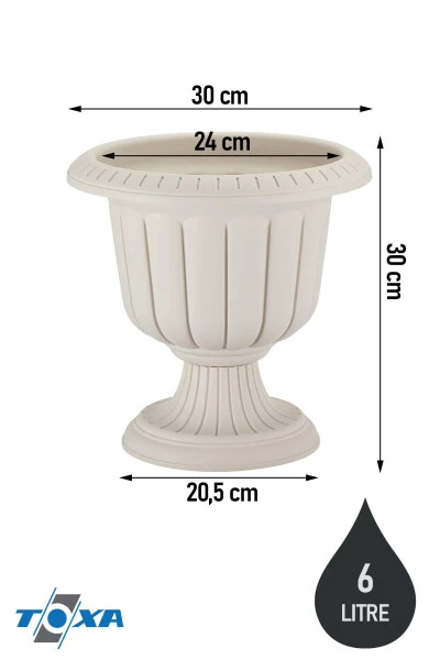 Nergiz 30cm Ayaklı Saksı Kırık Beyaz Plastik Çiçek Saksısı-Beyaz - Modazone (1)