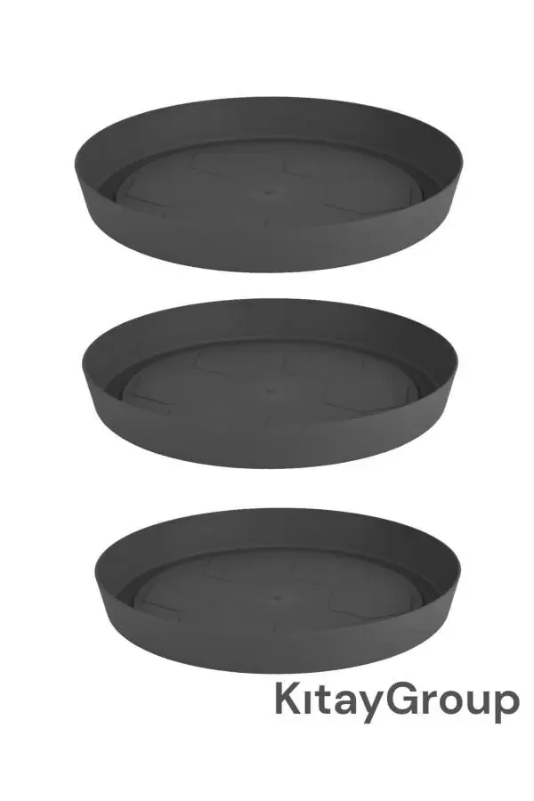 Nergiz Saksı Tabağı 3 Adet Yt06-Koyu Antrasit - 1