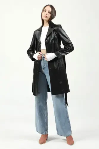 Neri Genuine Leather Women's Coat - DERICLUB (1)