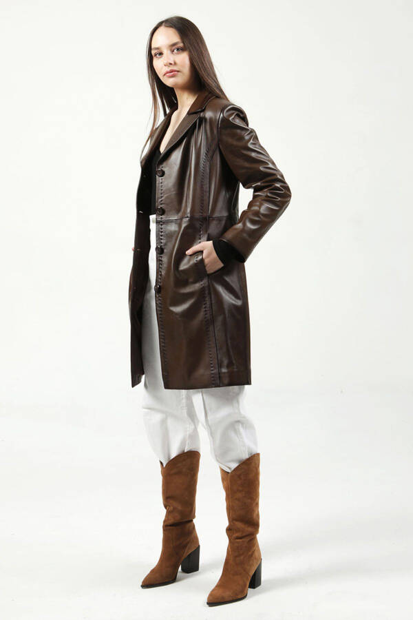 Neri Genuine Leather Women's Coat - 4