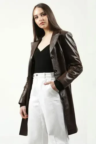 Neri Genuine Leather Women's Coat - 4