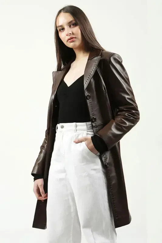 Neri Genuine Leather Women's Coat - 4