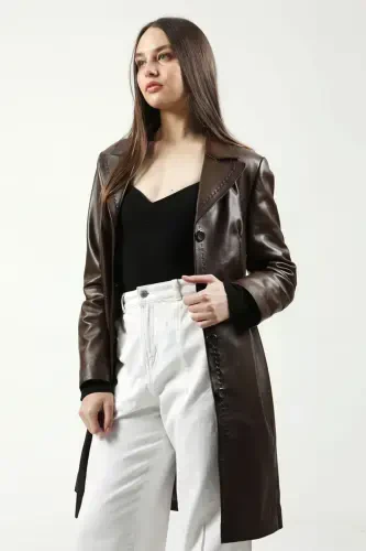Neri Genuine Leather Women's Coat - 6