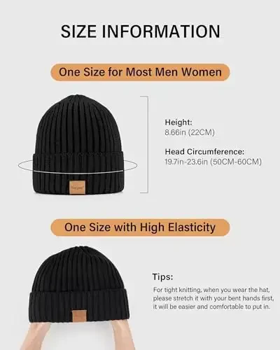 Nertpow Mens Beanie Shlyapalar 3 to'plami, Erkaklar va Ayollar uchun Qishki Shlyapalar Issiq Termal Fleece Astarli, Yigitlar uchun Qalin Trikotaj Moda Bosh Suyagi Shapka - 3