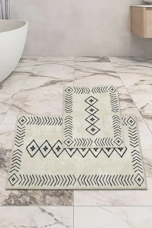 Нескользящие моющиеся 2 шт. 60x100 - 50x60 коврик для ванной набор для унитаза - 1