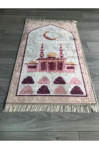 Нескользящий коврик для молитвы с цифровым принтом, машинная стирка, 70x120 см-белый - YTR HOME (1)