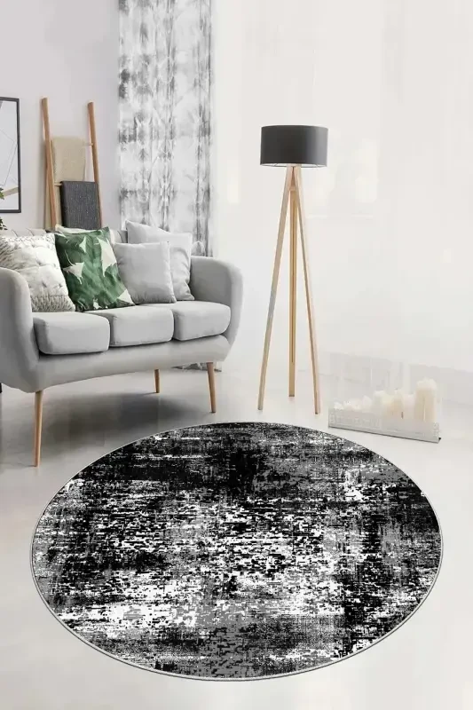 Нескользящий моющийся коврик для кухни с принтом - Круглый - 1