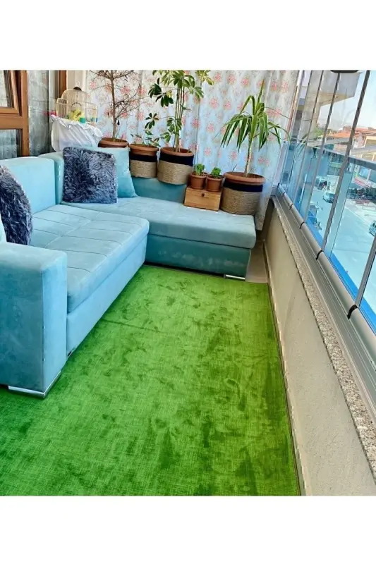 Nesrin Green Balcony Gel-Based Grass-Looked Rug - 1