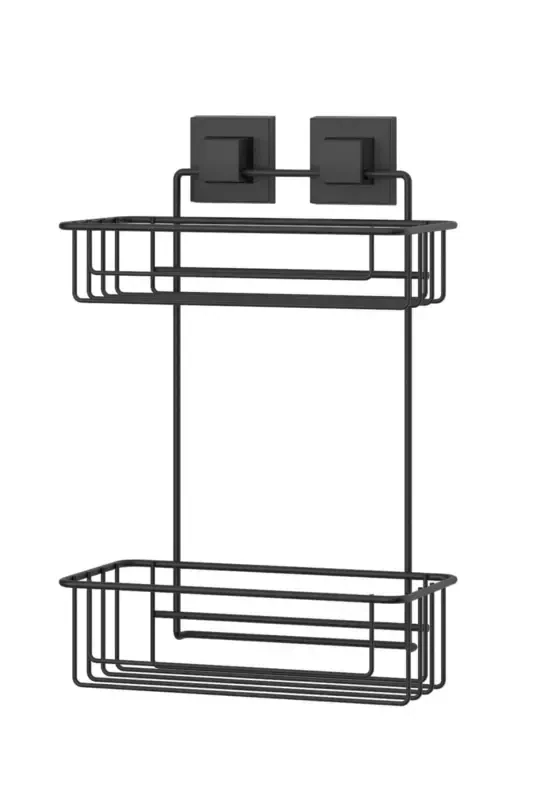 Нет дрели, нет винтов, нет сверла! Двухъярусная полка для ванной Easyfix, клейкая, матовая EF256 - 2