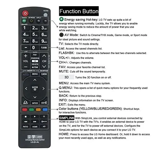 Nettech Yangi LG AKB72915239 Universal Remote Control barcha LG brendi TV, Smart TV uchun - 1 yil kafolat (LG-23+AL) - 4