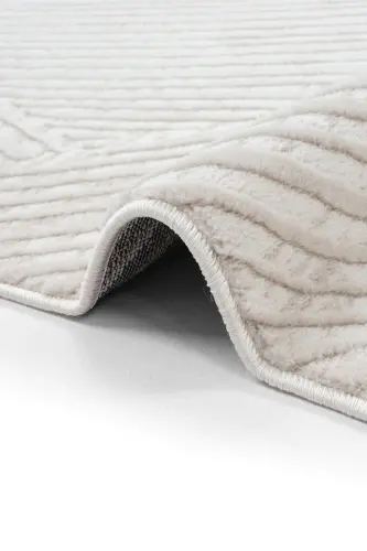 Nevada 2502 Cream Beige Modern Embossed Soft Easy-to-Clean Plain Color Living Room Carpet-Cream 4 - 8