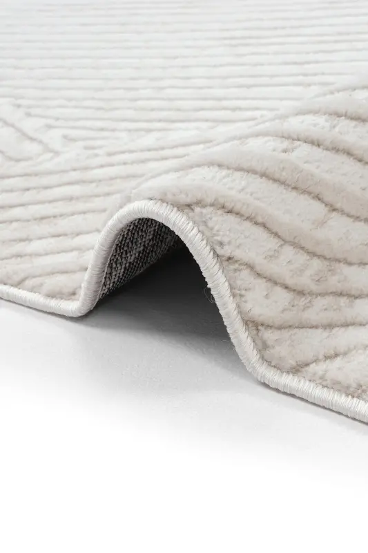 Nevada 2502 Cream Beige Modern Embossed Soft Easy-to-Clean Plain Color Living Room Carpet-Cream 4 - 8