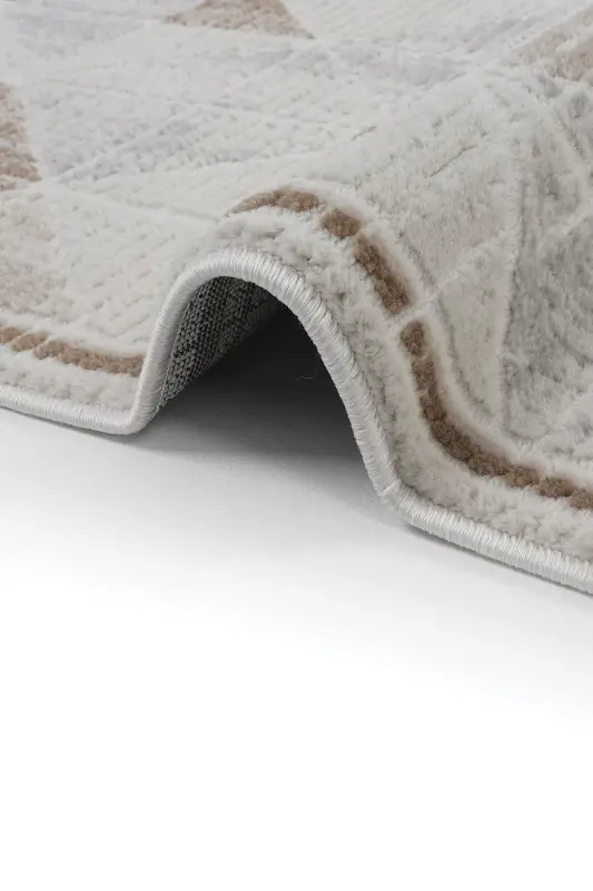 Nevada 2503 Cream Beige Carpet Modern Striped Machine Carpet Glossy Texture Home Room Living Room Hall Carpet-Beige Mink - 7