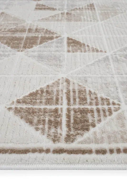 Nevada 2503 Krem Bej Gilam Zamonaviy Chiziqli Mashina Gilami Yaltiroq Tuzilish Uy Xona Mehmonxona Zal Gilami-Bej Vizon - 8