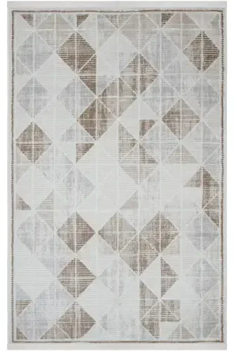 Nevada 2503 Крем Бежевый Ковер Современный Полосатый Машинный Ковер Блестящая Текстура Дом Комната Гостиная Салон Ковер-Бежевая Норка - COOL HALI (1)