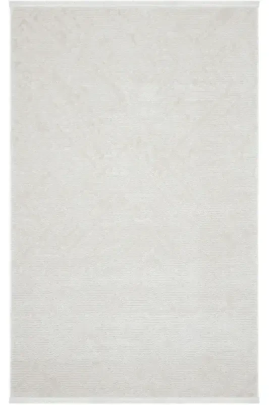 Nevada 2504 Cream Beige Machine Carpet Soft Embossed Plain Carpet Summer Room Living Room Hall Carpet-White - 2