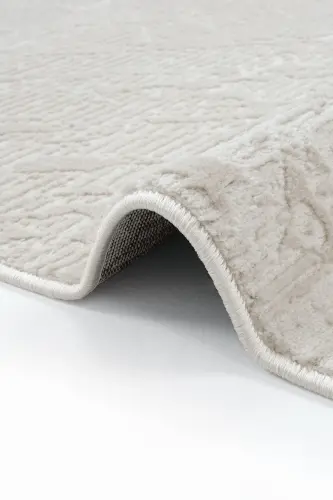 Nevada 2504 Cream Beige Machine Carpet Soft Embossed Plain Carpet Summer Room Living Room Hall Carpet-White - 6