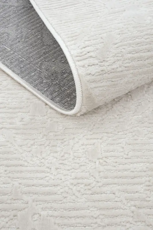 Nevada 2504 Cream Beige Machine Carpet Soft Embossed Plain Carpet Summer Room Living Room Hall Carpet-White - 7