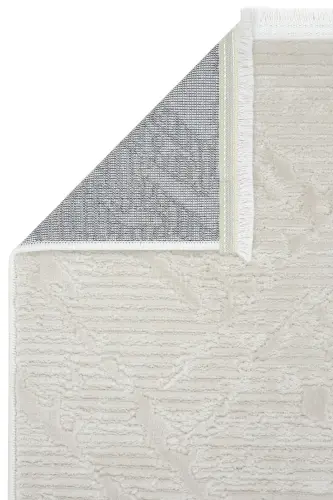 Nevada 2504 Krem Bej Makine Halısı Yumuşak Kabartmalı Düz Halı Yazlık Oda Oturma Odası Salon Halısı-Beyaz - 6
