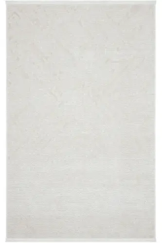 Nevada 2504 Krem Bej Makine Halısı Yumuşak Kabartmalı Düz Halı Yazlık Oda Oturma Odası Salon Halısı-Beyaz - COOL HALI (1)