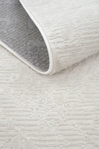 Nevada 2504 Krem Bej Makine Halısı Yumuşak Kabartmalı Düz Halı Yazlık Oda Oturma Odası Salon Halısı-Beyaz - 8