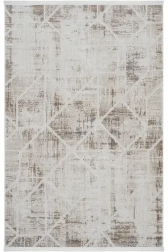 Nevada 2505 Beige Mink Carpet Geometric Pattern Soft Satin Look Home Room Living Room Hall Carpet-Mink 9 - 1