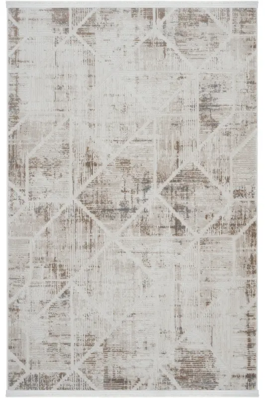 Nevada 2505 Beige Mink Carpet Geometric Pattern Soft Satin Look Home Room Living Room Hall Carpet-Mink 9 - COOL HALI