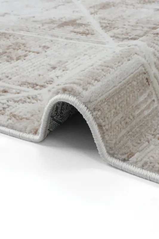 Nevada 2505 Beige Mink Carpet Geometric Pattern Soft Satin Look Home Room Living Room Hall Carpet-Mink 9 - 6