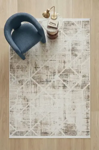 Nevada 2505 Beige Mink Carpet Geometric Pattern Soft Satin Look Home Room Living Room Hall Carpet-Mink 9 