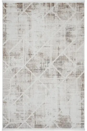 Nevada 2505 Beige Mink Carpet Geometric Pattern Soft Satin Look Home Room Living Room Hall Carpet-Mink 9 - COOL HALI (1)