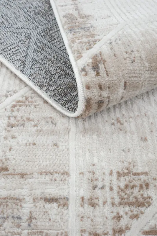 Nevada 2505 Beige Mink Carpet Geometric Pattern Soft Satin Look Home Room Living Room Hall Carpet-Mink 9 - 7
