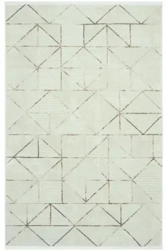 Nevada 2506 Cream Mink Geometric Patterned Carpet Machine Woven Soft Home Room Living Room Sitting Room Carpet-Cream 2 - 1