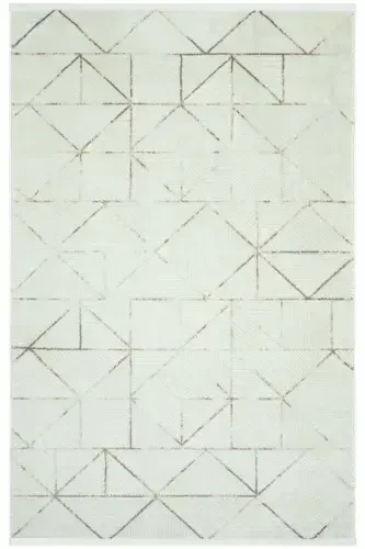 Nevada 2506 Cream Mink Geometric Patterned Carpet Machine Woven Soft Home Room Living Room Sitting Room Carpet-Cream 2 - 2