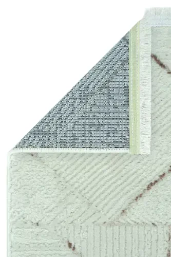 Nevada 2506 Cream Mink Geometric Patterned Carpet Machine Woven Soft Home Room Living Room Sitting Room Carpet-Cream 2 - 3