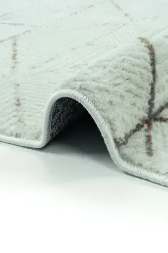 Nevada 2506 Cream Mink Geometric Patterned Carpet Machine Woven Soft Home Room Living Room Sitting Room Carpet-Cream 2 - 4