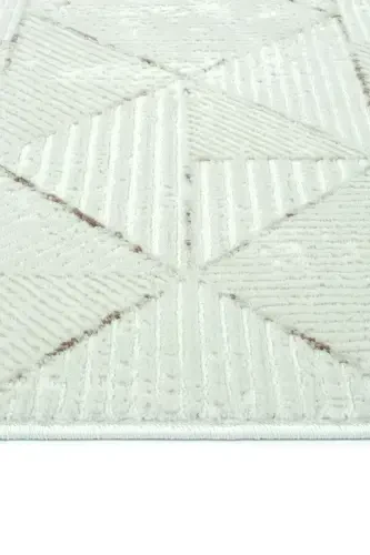 Nevada 2506 Cream Mink Geometric Patterned Carpet Machine Woven Soft Home Room Living Room Sitting Room Carpet-Cream 2 - 5