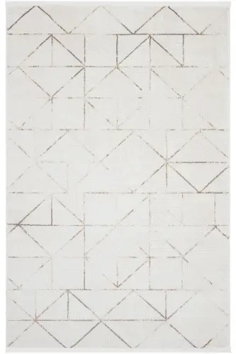 Nevada 2506 Cream Mink Geometric Patterned Carpet Machine Woven Soft Home Room Living Room Sitting Room Carpet-Cream 2 