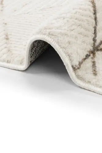 Nevada 2506 Cream Mink Geometric Patterned Carpet Machine Woven Soft Home Room Living Room Sitting Room Carpet-Cream 2 - 5