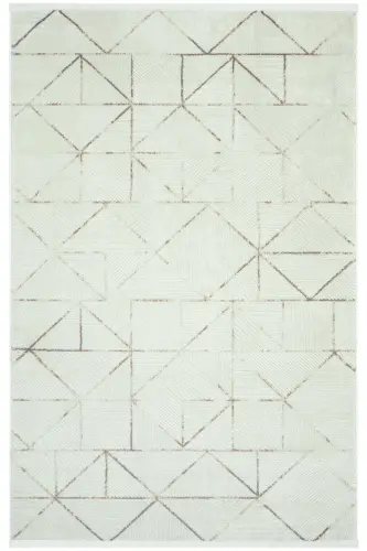 Nevada 2506 Krem Vizon Geometrik Desenli Halı Makine Dokuma Yumuşak Ev Oda Salon Oturma Odası Halısı-Krem 2 - COOL HALI (1)