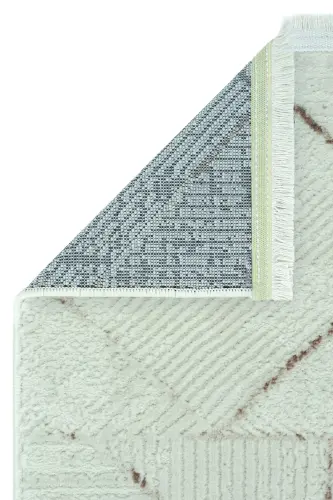 Nevada 2506 Krem Vizon Geometrik Desenli Halı Makine Dokuma Yumuşak Ev Oda Salon Oturma Odası Halısı-Krem 2 - 3