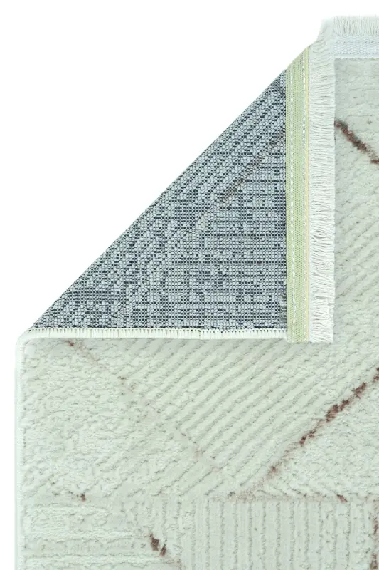 Nevada 2506 Krem Vizon Geometrik Desenli Halı Makine Dokuma Yumuşak Ev Oda Salon Oturma Odası Halısı-Krem 2 - 3