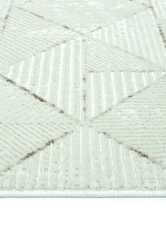 Nevada 2506 Krem Vizon Geometrik Desenli Halı Makine Dokuma Yumuşak Ev Oda Salon Oturma Odası Halısı-Krem 2 - 5