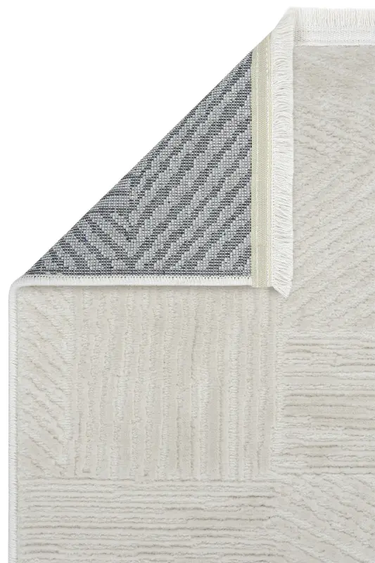 Nevada 2507 Cream Beige Striped Machine Carpet Soft Embossed Bedroom Living Room Sitting Room Carpet-Cream 3 - 1